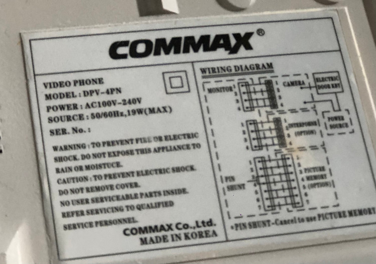 آیفون تصویری commax رنگی مدل DPv 4pn کره ای - پنل دربازکن تصویری کماکس طوسی (استوک)آیفون تصویری طوسی